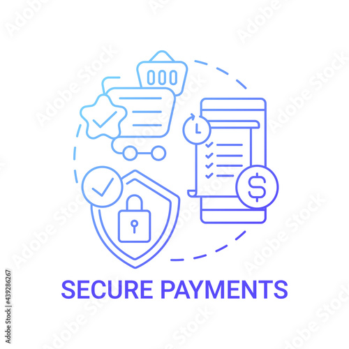 Secure payments concept icon. Global marketplaces service abstract idea thin line illustration. Safe buying and selling products. Credit card details protection. Vector isolated outline color drawing