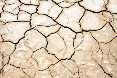 Cracked eroded dried out ground in salt flat desert - global warming background concept