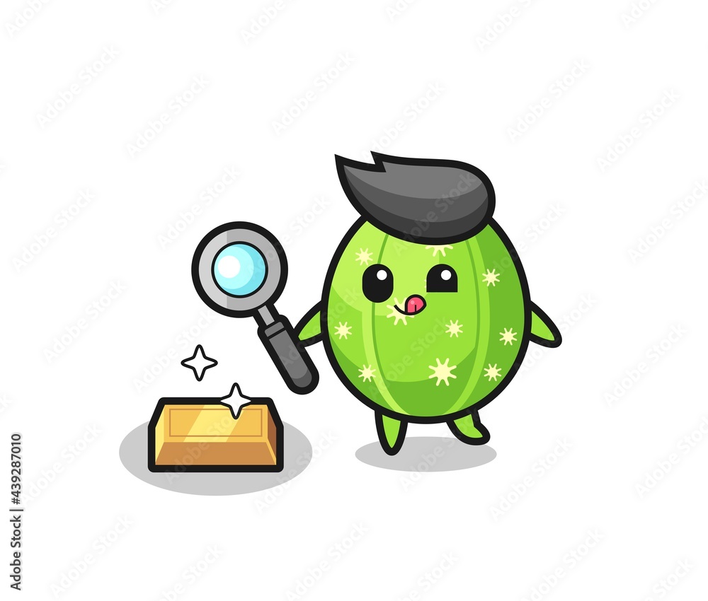 cactus character is checking the authenticity of the gold bullion cactus character is checking the authenticity of the gold bullion