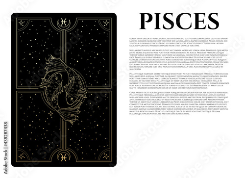 black and gold vector illustration of pisces sign photo