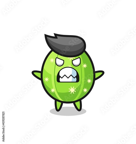 wrathful expression of the cactus mascot character