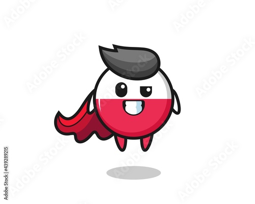 the cute poland flag badge character as a flying superhero © heriyusuf