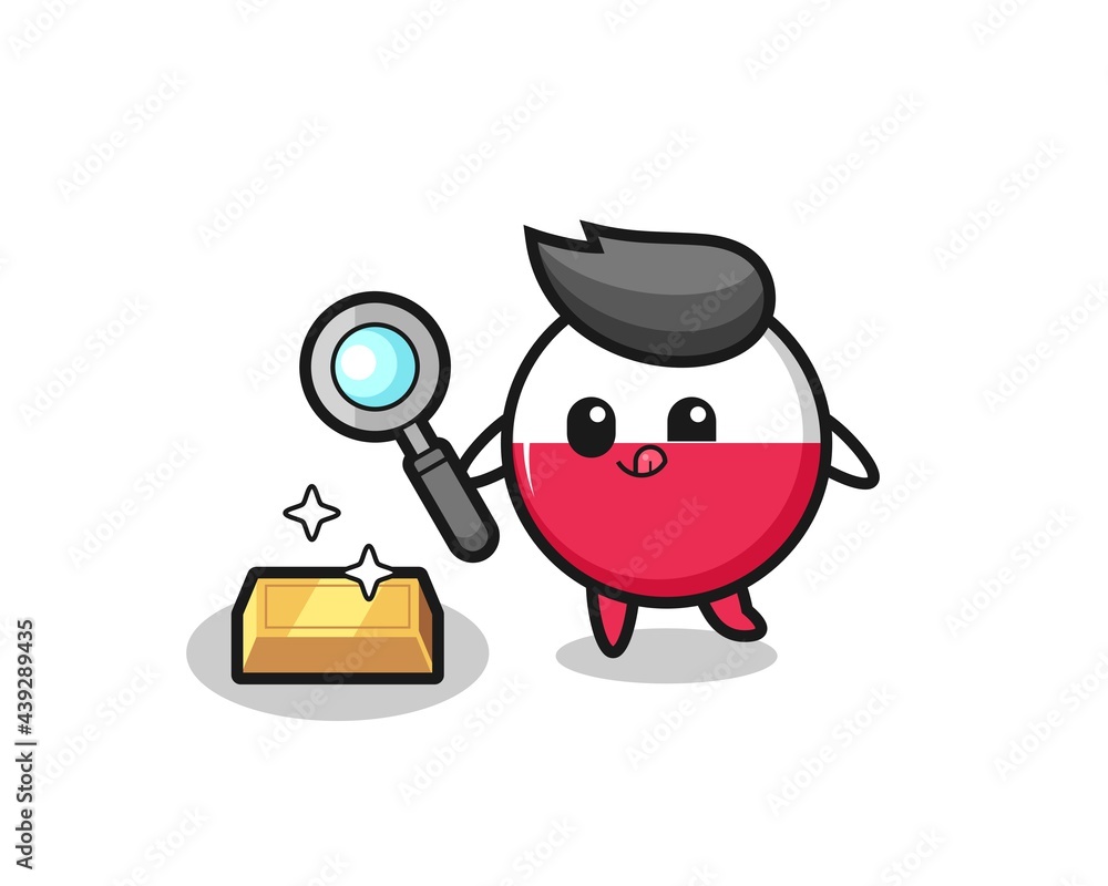 poland flag badge character is checking the authenticity of the gold bullion poland flag badge character is checking the authenticity of the gold bullion