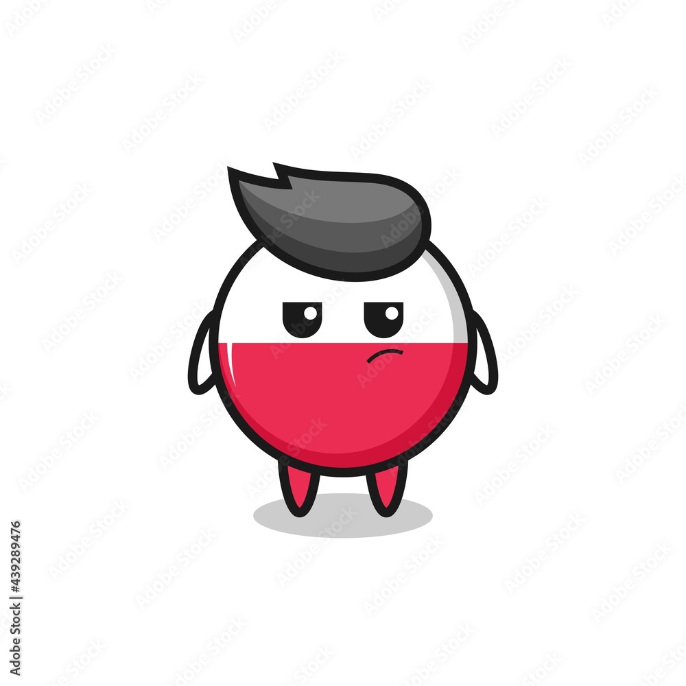 cute poland flag badge character with suspicious expression