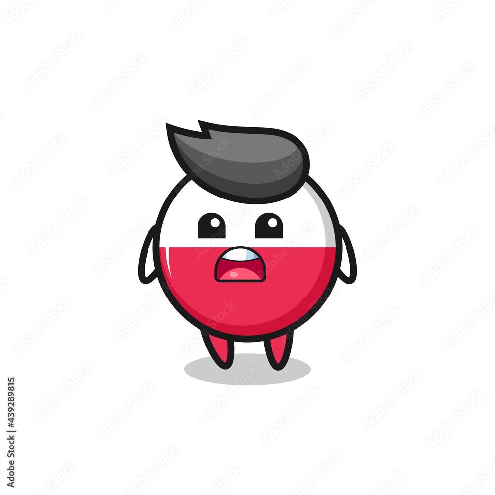 poland flag badge illustration with apologizing expression, saying I am sorry poland flag badge illustration with apologizing expression, saying I am sorry