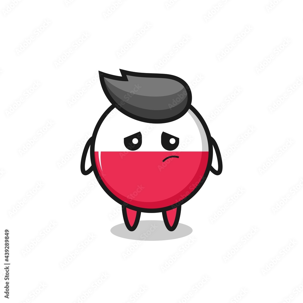 the lazy gesture of poland flag badge cartoon character