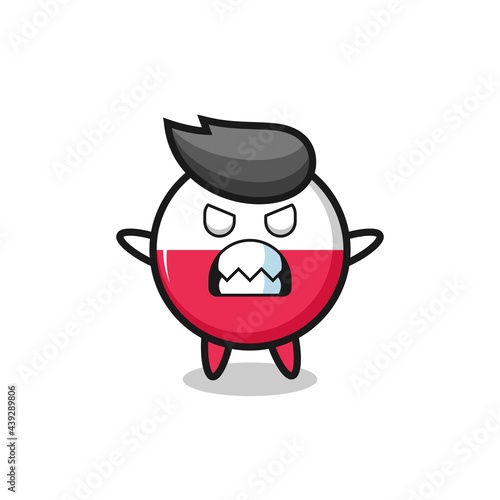 wrathful expression of the poland flag badge mascot character