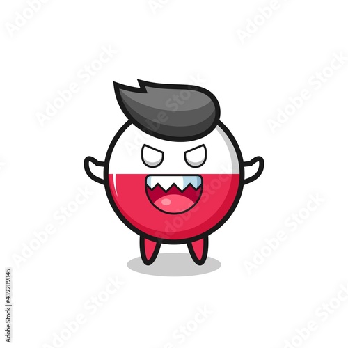 illustration of evil poland flag badge mascot character