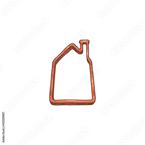 Cookie cutter in shape of house engraving vector illustration isolated.