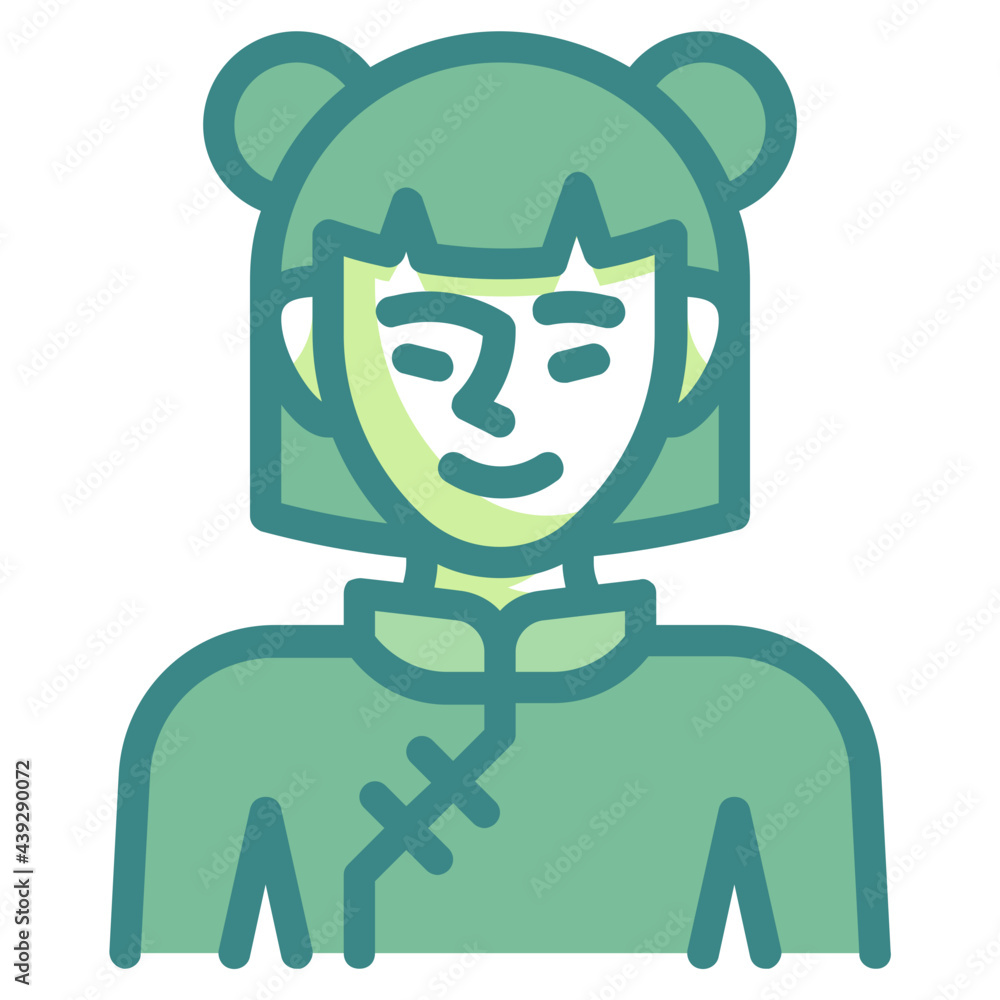 chinese green twotone line icon chinese green twotone line icon