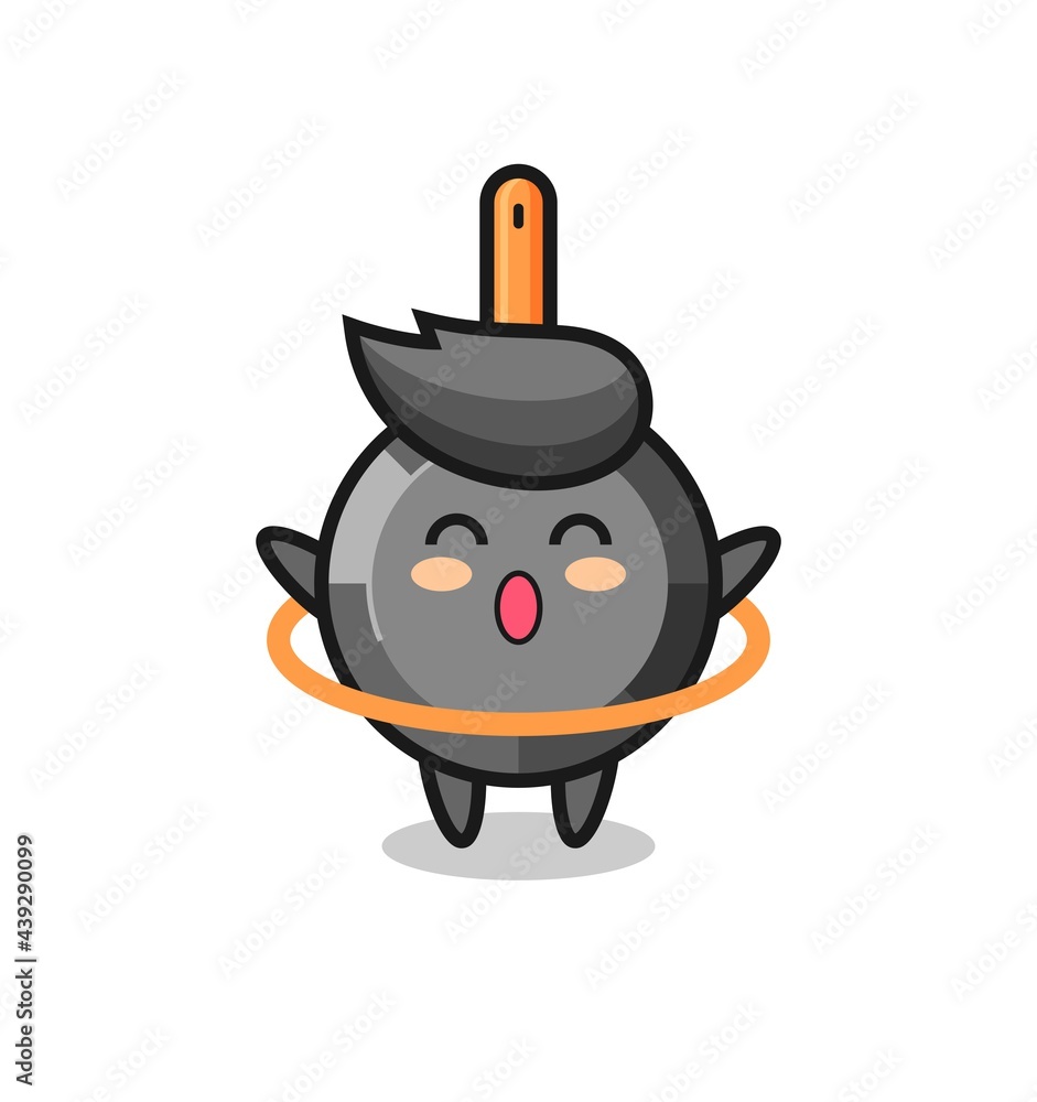 Fototapeta premium cute frying pan cartoon is playing hula hoop