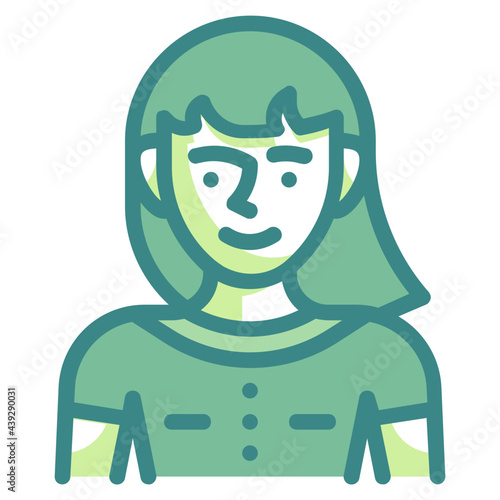 bangs green twotone line icon