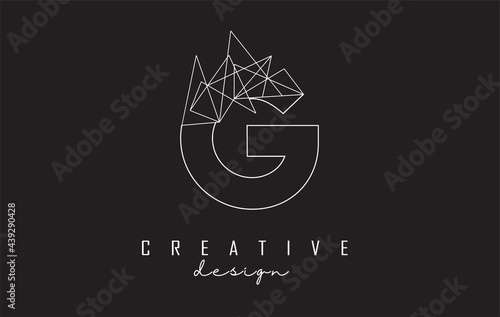 Outline Letter G logo design with broken stone detail. Vector Illustration with geometrical effect.