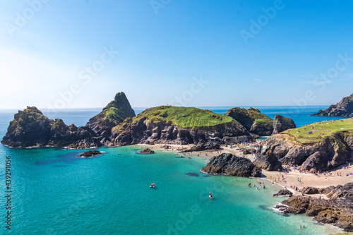 The popular Kynance Cove in the summer, Cornwall  photo