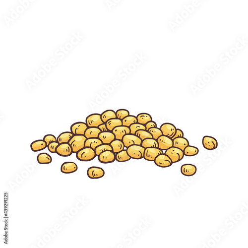 Pile of Mustard plant seeds vintage engraving vector illustration isolated.