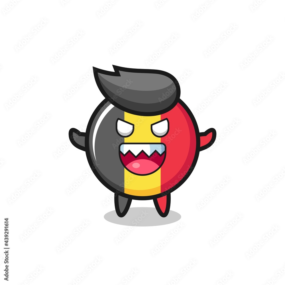 illustration of evil belgium flag badge mascot character