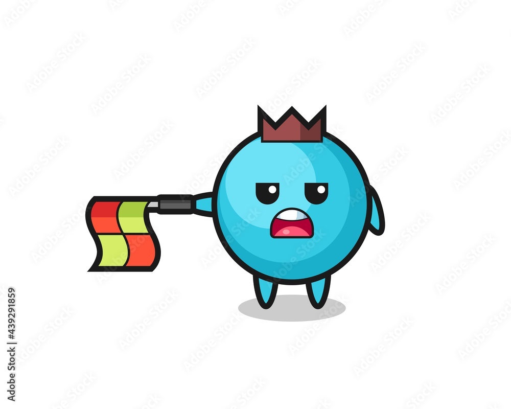blueberry character as line judge hold the flag straight horizontally blueberry character as line judge hold the flag straight horizontally
