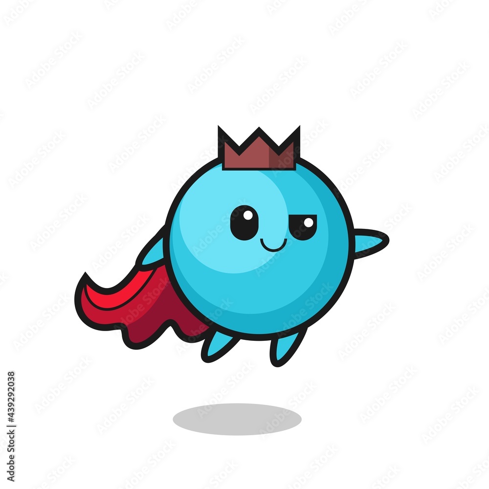 Obraz premium cute blueberry superhero character is flying