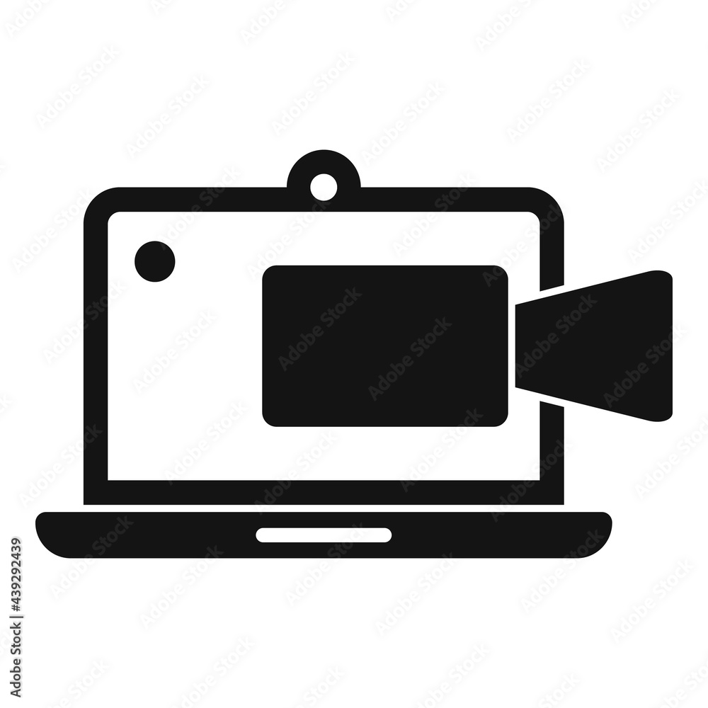 Laptop online meeting icon, simple style Laptop online meeting icon, simple style
