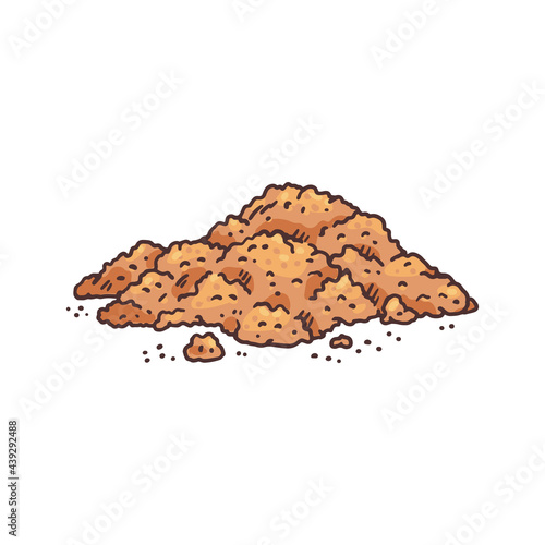 Heap of dried grinded vanilla, hand drawn sketch vector illustration isolated.