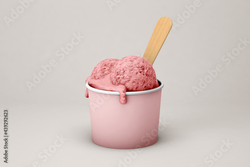 Ice cream mockup on soft color background photo
