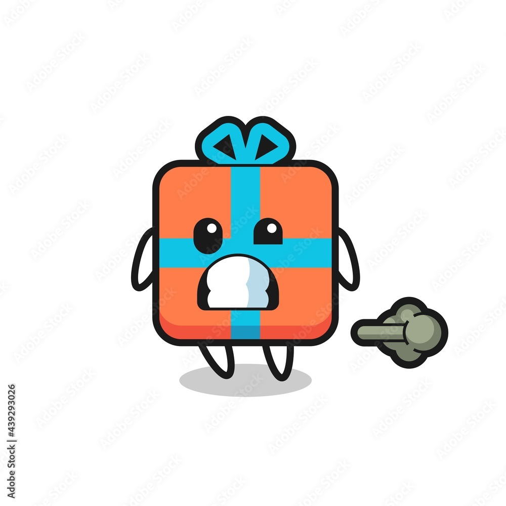 Naklejka premium the illustration of the gift box cartoon doing fart