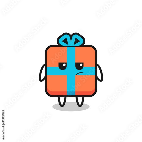 cute gift box character with suspicious expression © heriyusuf