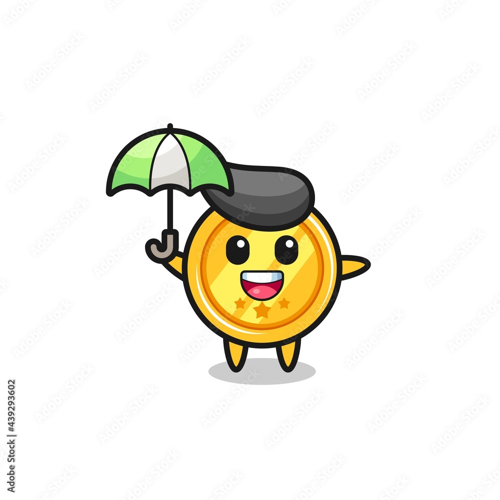 cute medal illustration holding an umbrella cute medal illustration holding an umbrella