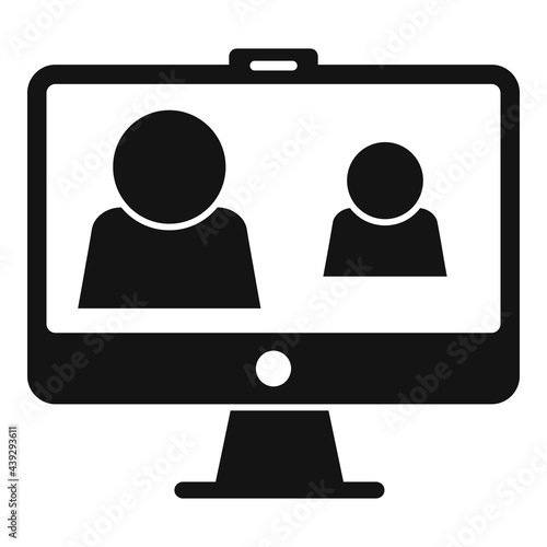 Family online meeting icon, simple style