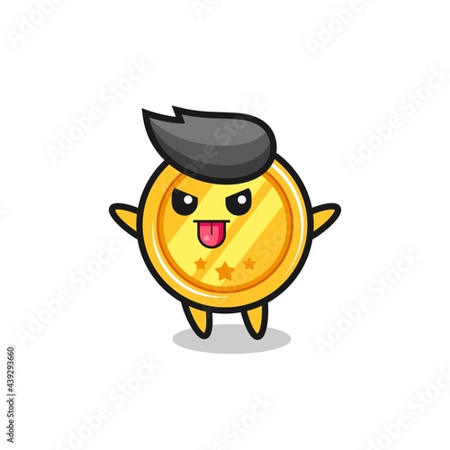 naughty medal character in mocking pose