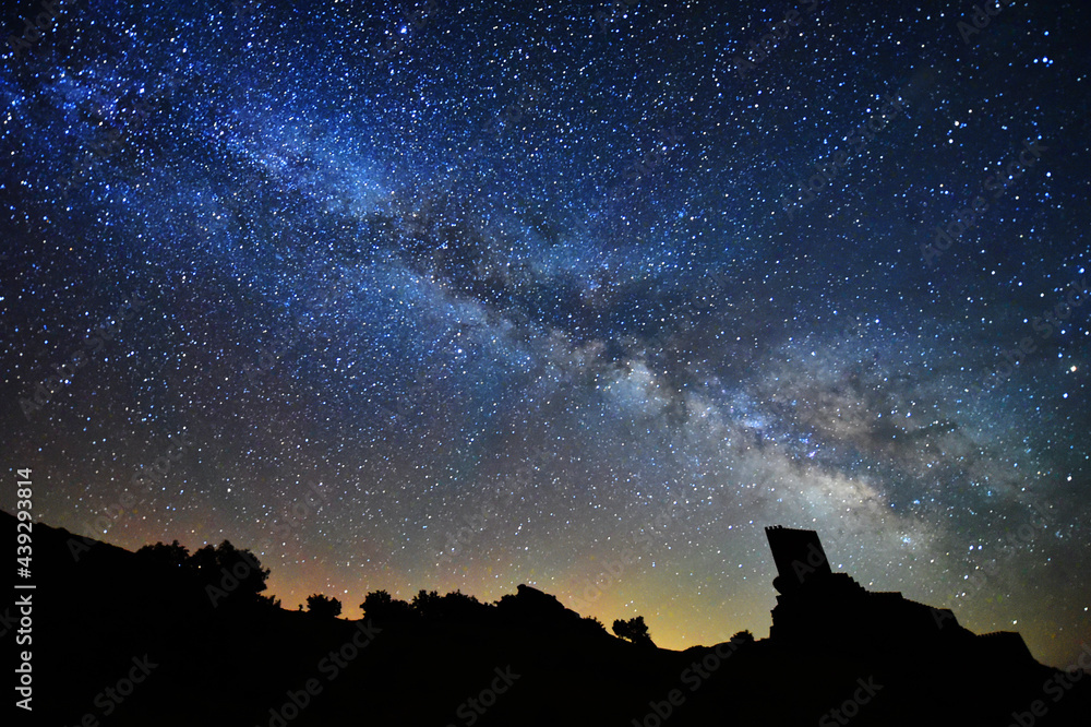 the milky way and the stars next to a castle the milky way and the stars next to a castle