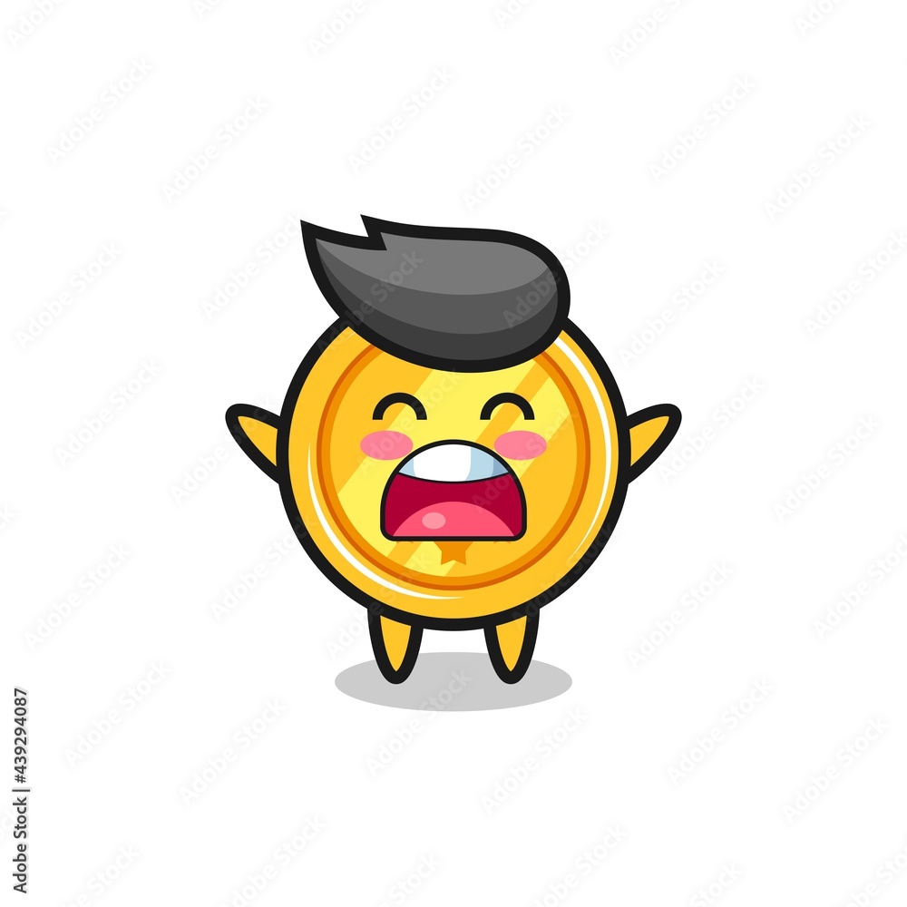 cute medal mascot with a yawn expression cute medal mascot with a yawn expression
