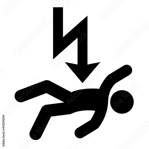 High voltage danger, electric shock hazard vector icon