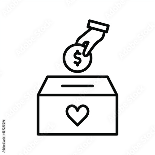 Donation box vector icon. Flat vector donation box icon symbol sign from modern charity collection for mobile concept and web apps design on white background. color editable