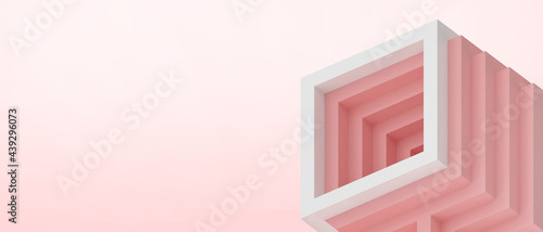 Creative idea futuristic Geometric shapes and Business concepts of Different goals Design on Pink.  background  banner  Copy Space -3d Rendering