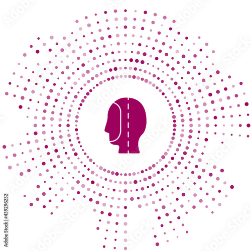 Purple Diving hood icon isolated on white background. Spearfishing hat winter swim hood. Diving underwater equipment. Abstract circle random dots. Vector