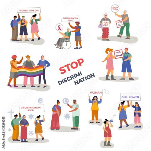 Stop Discrimination Flat Set © Macrovector
