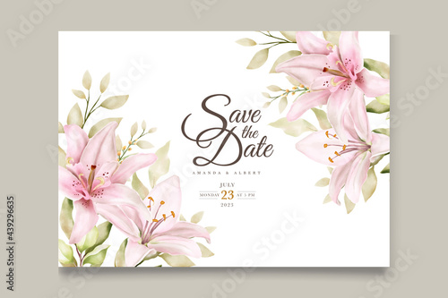 watercolor lily flower invitation card set