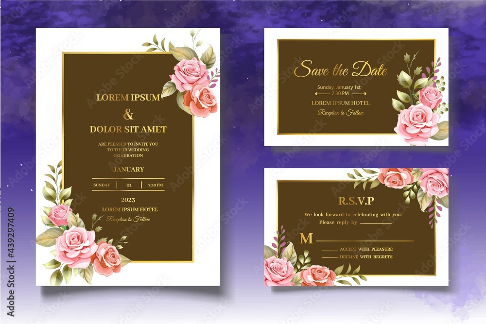 Elegant Floral Wedding Invitation Card Set