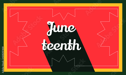 Juneteenth - June 19 - horizontal banner with the text on red background devoted to emancipation of those who had been enslaved in the United States. Holiday celebrated annually in the USA.