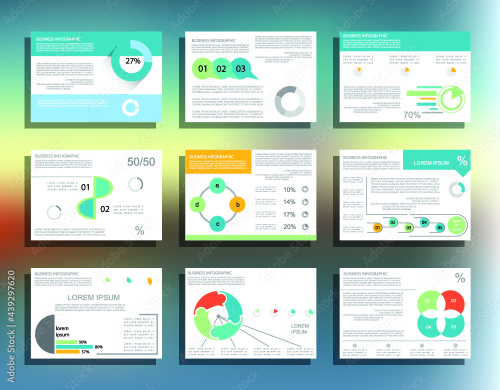 Elements for business data visualization, Modern infographic des