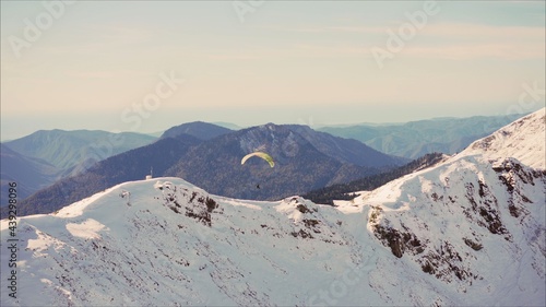 Beautiful snowy mountains in Sochi. Beautiful scenery with snow covered