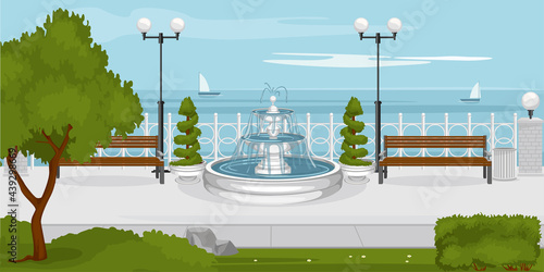 Park Nature Embankment Composition