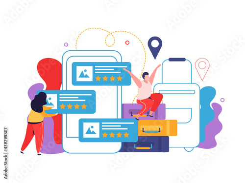 Hostel And Tourists Flat Concept