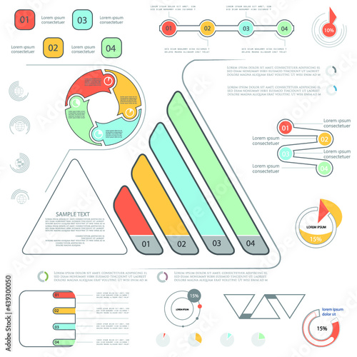 Templates for business reports, cover layout and infographics