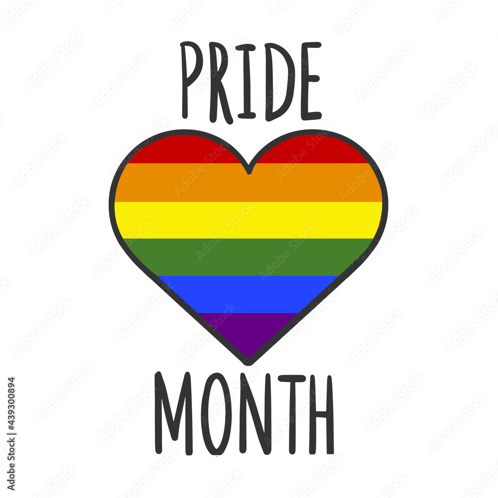 Pride month logo with color heart abstact flag. Pride symbol with heart ...