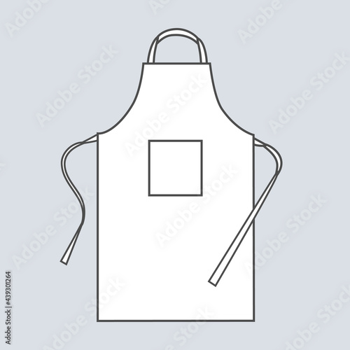 Flat white apron with pocket vector template design.
