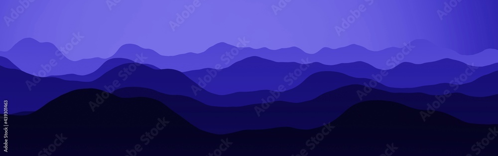 creative blue mountains landscape - wide angle digitally made background or texture illustration