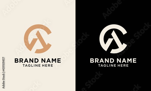 Amazing professional elegant minimal artistic gold and black gray color CA AC initial based Alphabet icon logo.