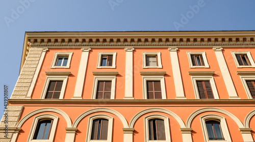 Rome. Near the Vatican city, a building facade full of simetry.